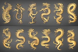 Golden dragon sleeve tattoo idea