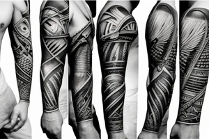 Roman warrior arm sleeve tattoo idea