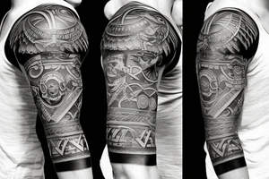 Roman warrior arm sleeve tattoo idea