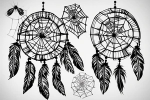 Dream catcher with mountains in the web tattoo idea