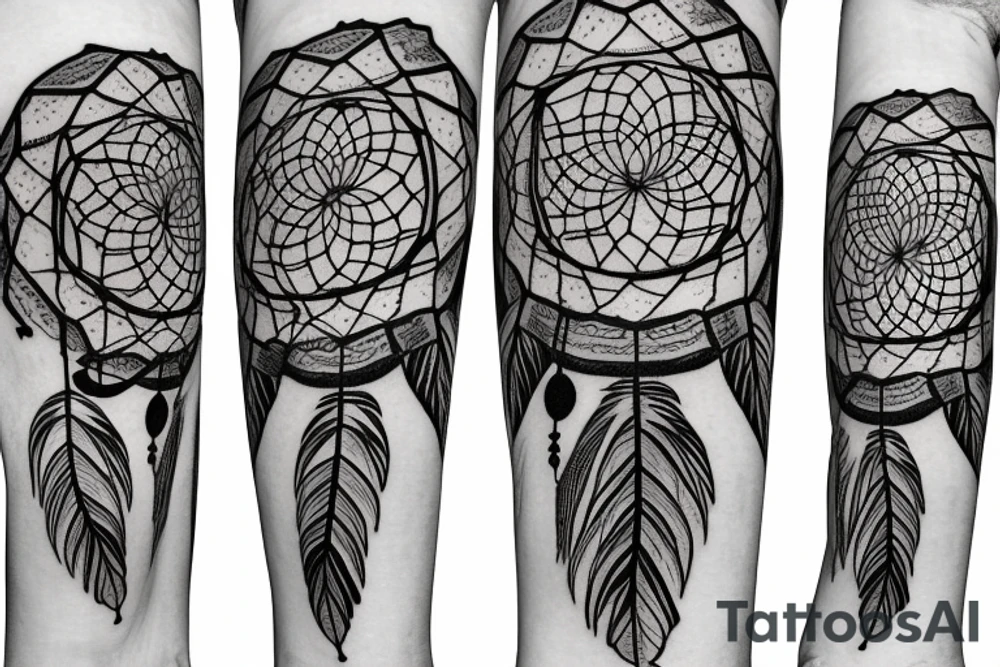 Dream catcher with mountains in the middle tattoo idea