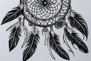 Dream catcher with mountains in the middle tattoo idea