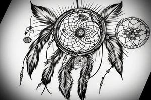 Dream catcher with flowers surrounding tattoo idea