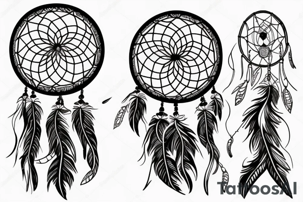 Dream catcher with flowers surrounding tattoo idea
