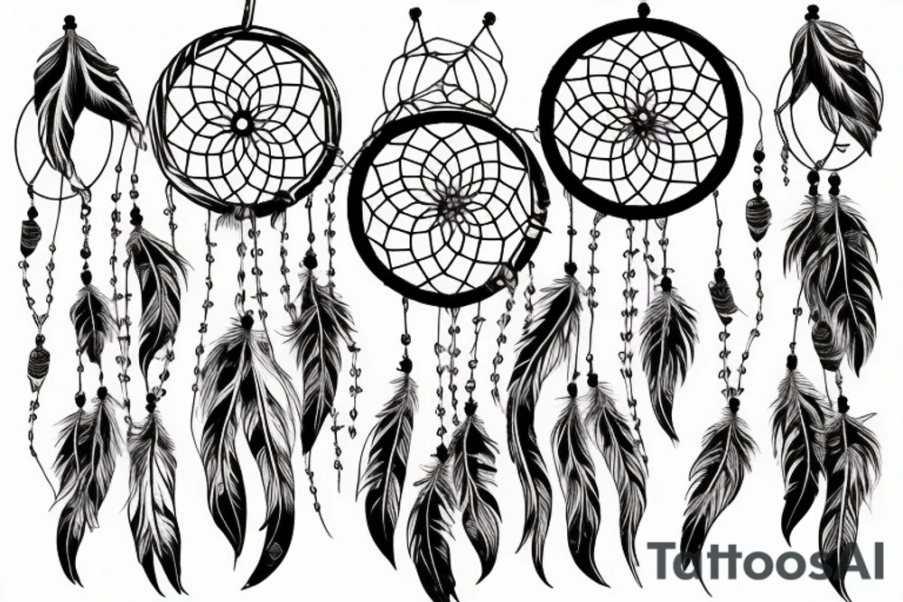 Dream catcher with flower tattoo idea