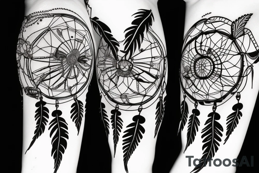Dream catcher with flower tattoo idea
