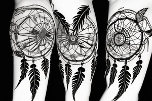 Dream catcher with flower tattoo idea
