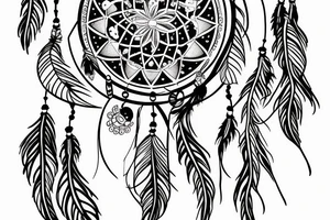 Dream catcher with flower tattoo idea