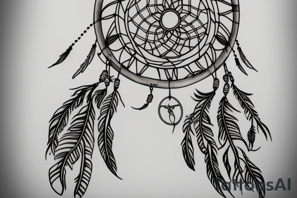 Dream catcher with flower tattoo idea