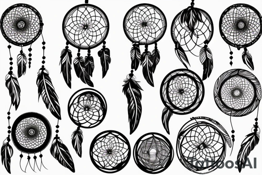 Dream catcher mountains in background tattoo idea