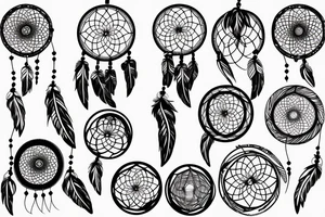 Dream catcher mountains in background tattoo idea