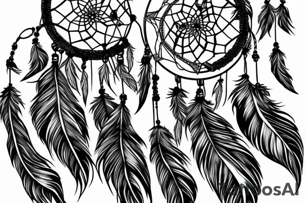 Dream catcher mountains in background tattoo idea