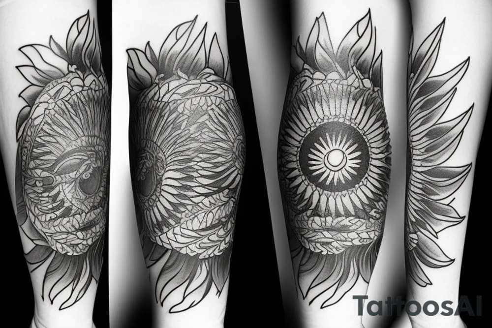 calf sleeve
mountain
lake
sun
flowers tattoo idea