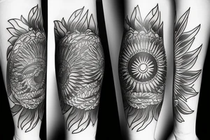 calf sleeve
mountain
lake
sun
flowers tattoo idea