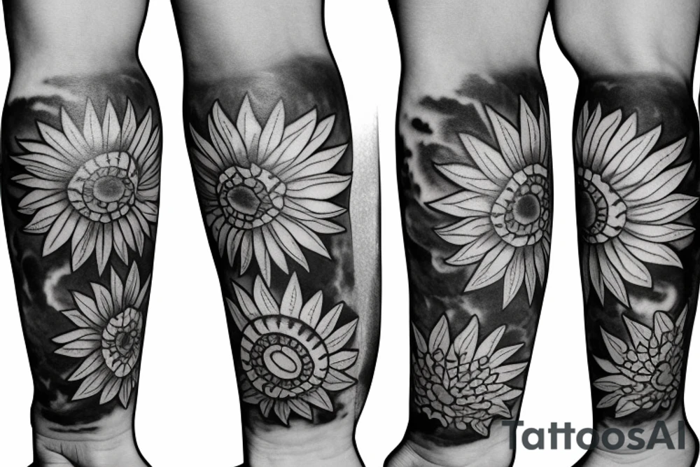 calf sleeve
mountain
lake
sun
flowers tattoo idea