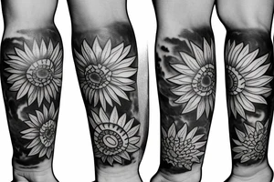 calf sleeve
mountain
lake
sun
flowers tattoo idea