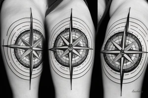 nautical compass with ship tattoo idea