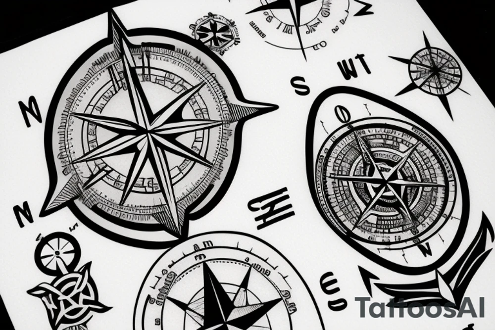 nautical compass tattoo idea