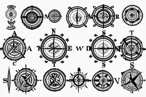 nautical compass with ship tattoo idea