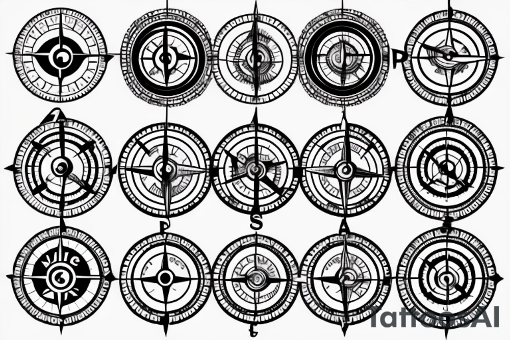 nautical compass with ship tattoo idea