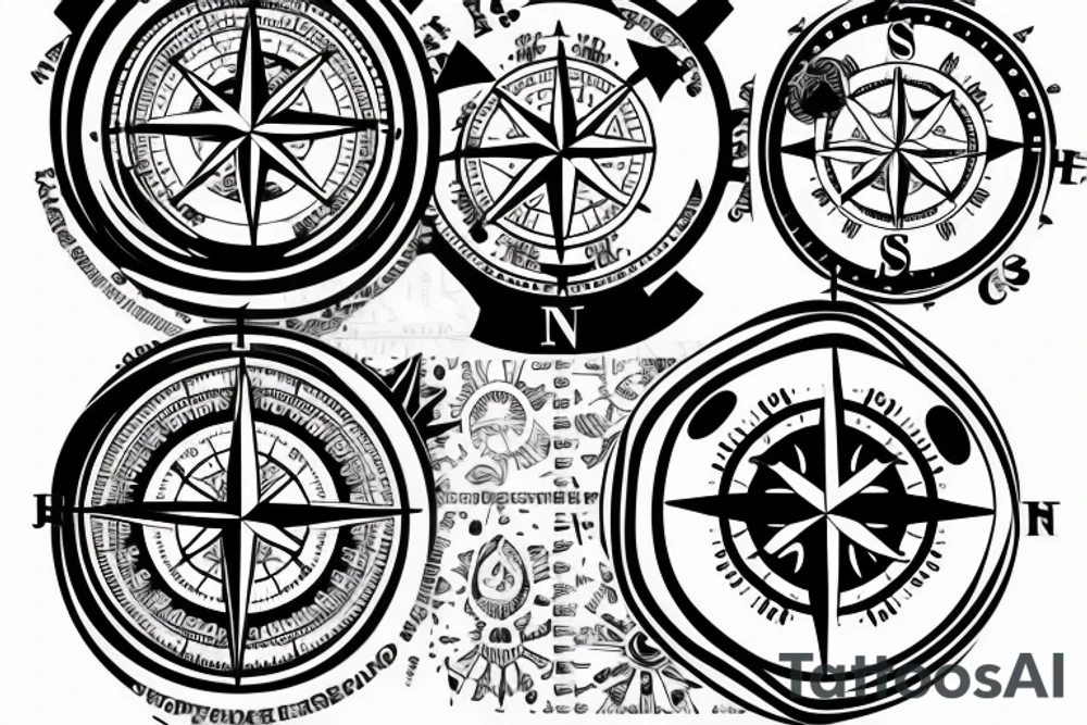 nautical compass back tattoo idea