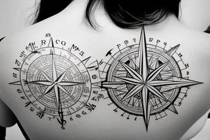 nautical compass back tattoo idea