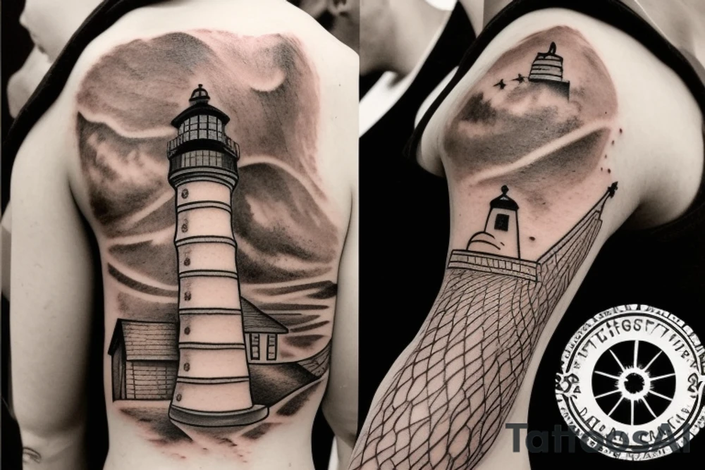 lighthouse shoulder tattoo idea