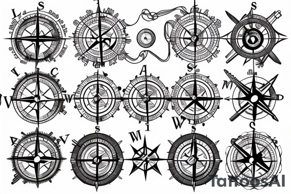 nautical compass back tattoo idea