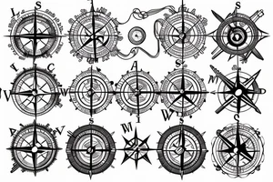 nautical compass back tattoo idea