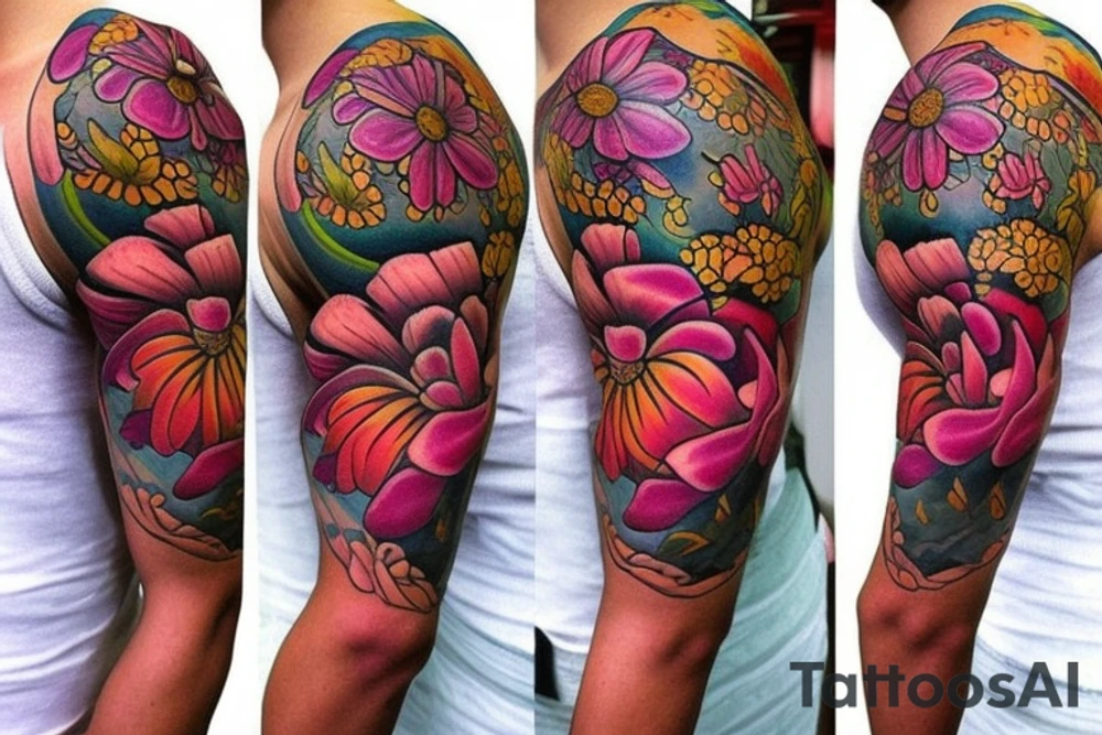 flower shoulder tattoo idea