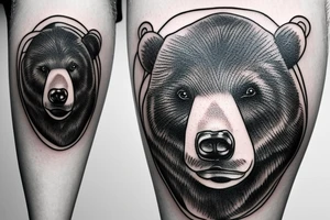 Bear tattoo with a confident and calm look tattoo idea