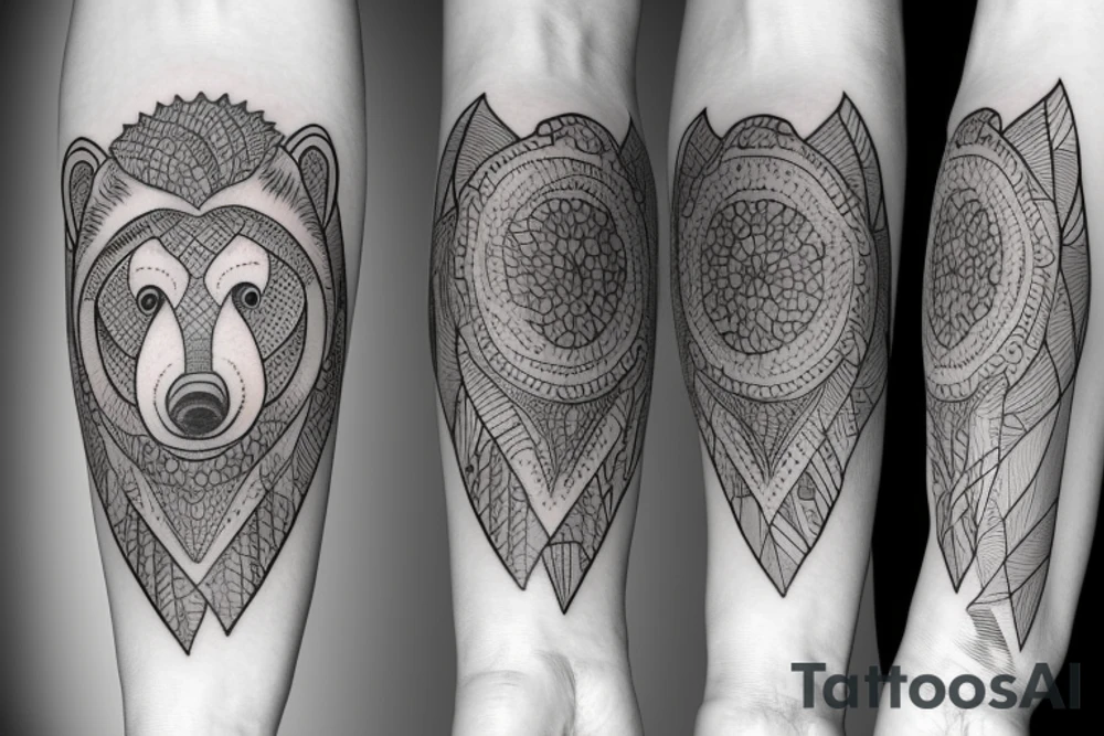 Bear tattoo with a confident and calm look tattoo idea