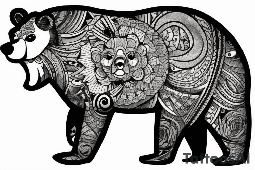 Bear tattoo with a confident and calm look tattoo idea