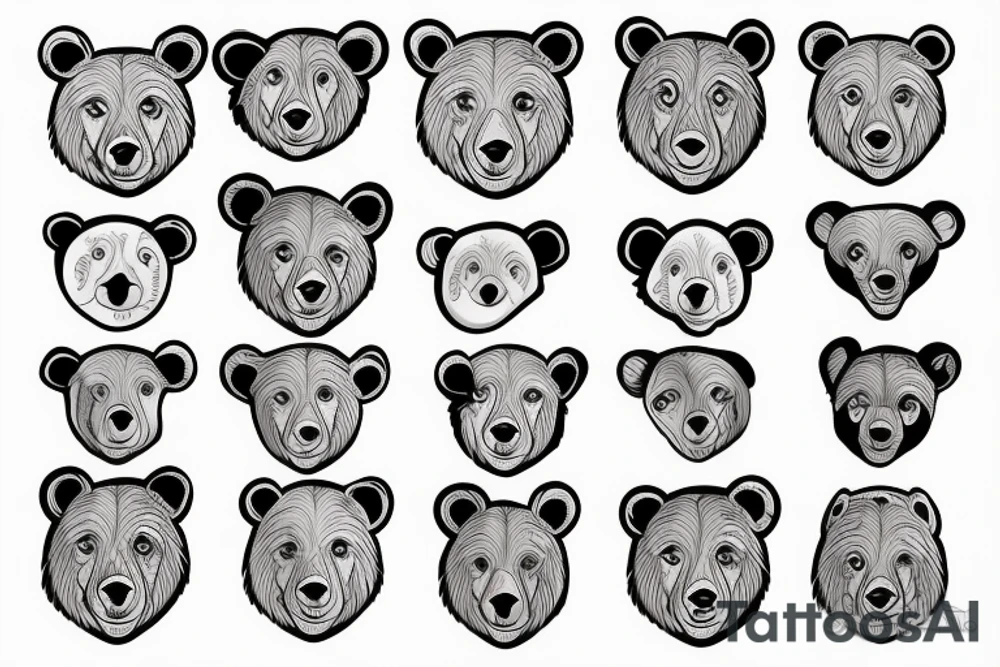 Bear tattoo with a confident and calm look tattoo idea