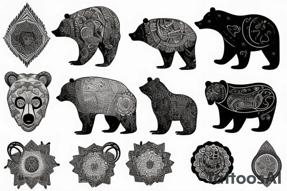 Bear tattoo with a confident and calm look tattoo idea