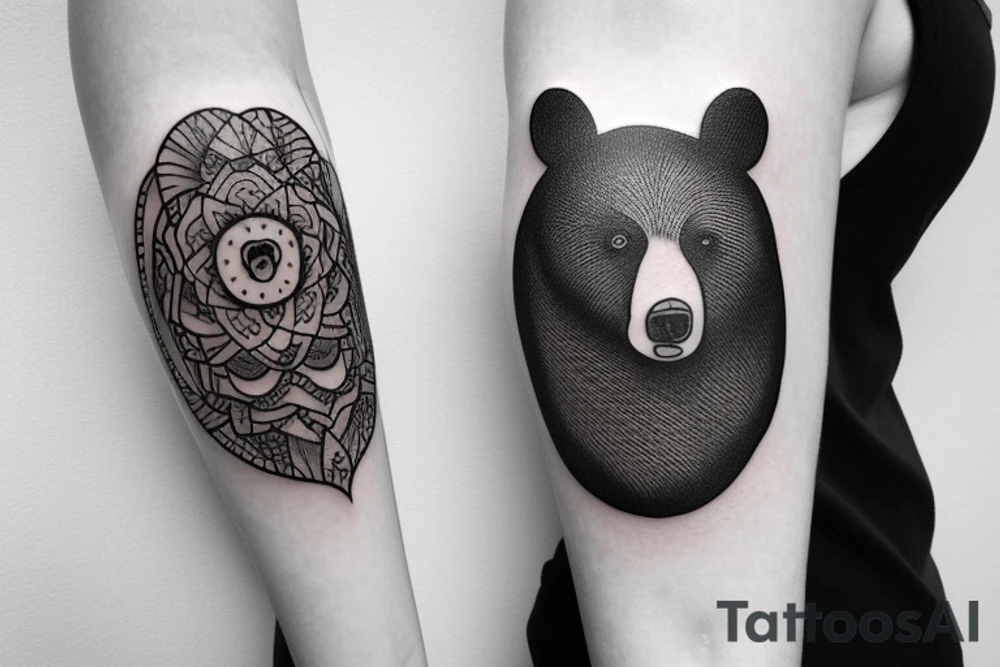 Bear tattoo with a confident and calm look tattoo idea