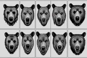 Man shoulder tattoo of a bear's face with large eyes and strong glance tattoo idea