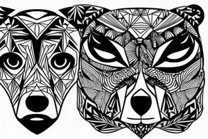 Man shoulder tattoo of a bear's face with large eyes and strong glance tattoo idea