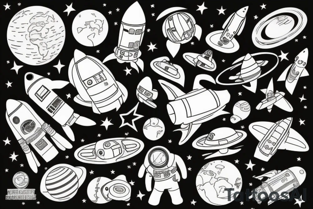 Astronaut in Space in front of the World tattoo idea