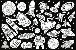 Astronaut in Space in front of the World tattoo idea