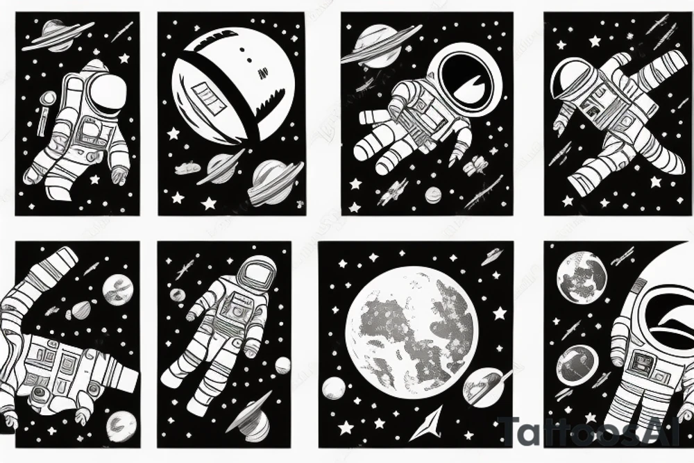Astronaut in Space in front of the World tattoo idea