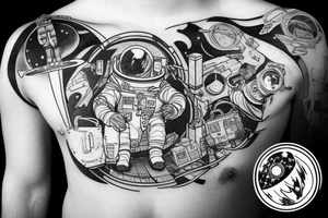 Astronaut in Space in front of the World tattoo idea