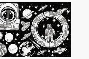 Astronaut in Space in front of the World tattoo idea