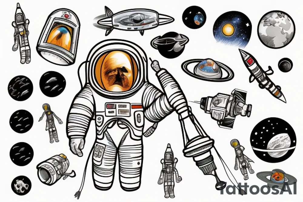 Astronaut in Space in front of the World tattoo idea