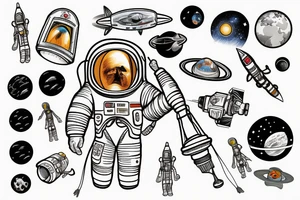 Astronaut in Space in front of the World tattoo idea