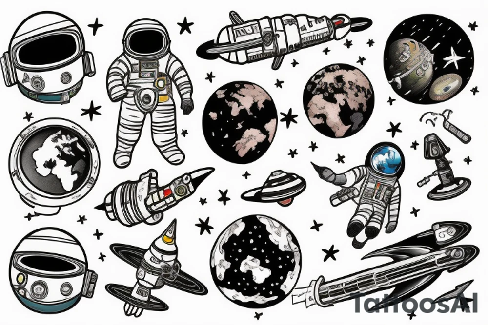 Astronaut in Space in front of the World tattoo idea