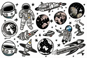 Astronaut in Space in front of the World tattoo idea