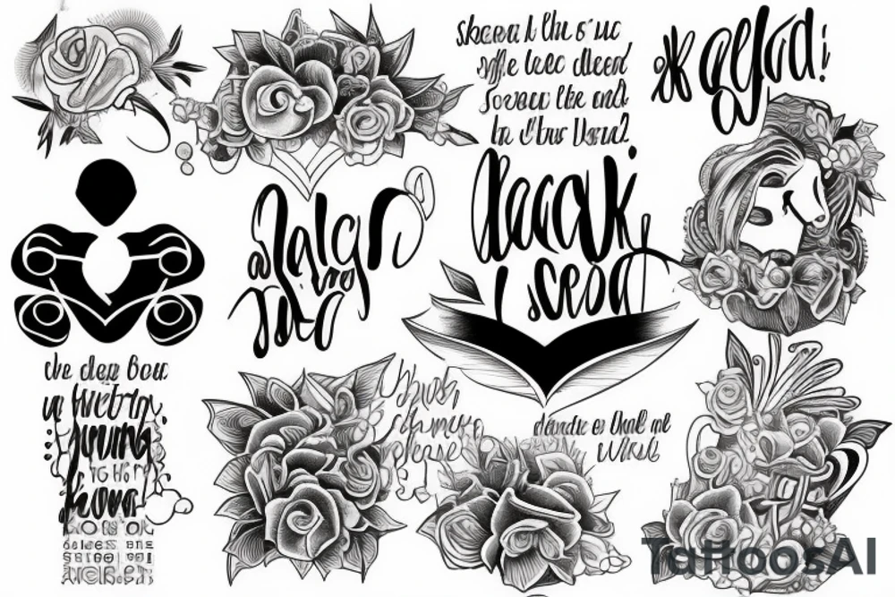 chest tattoo with Beach and quote tattoo idea