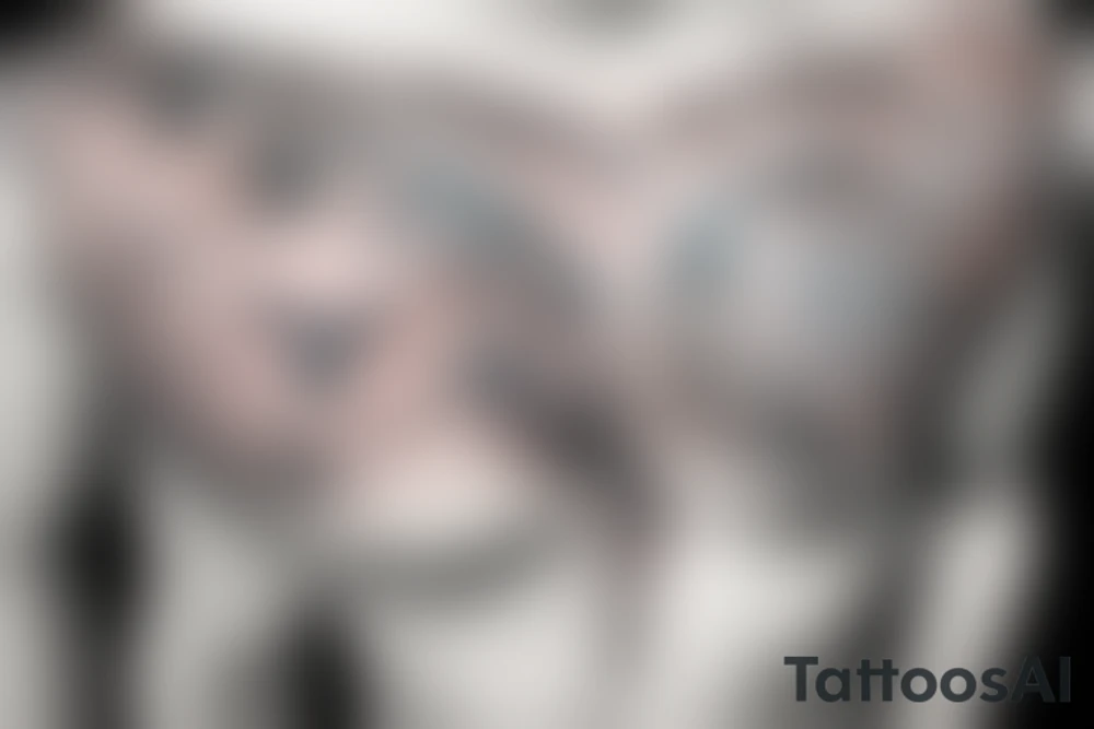 chest tattoo with Beach and animals tattoo idea