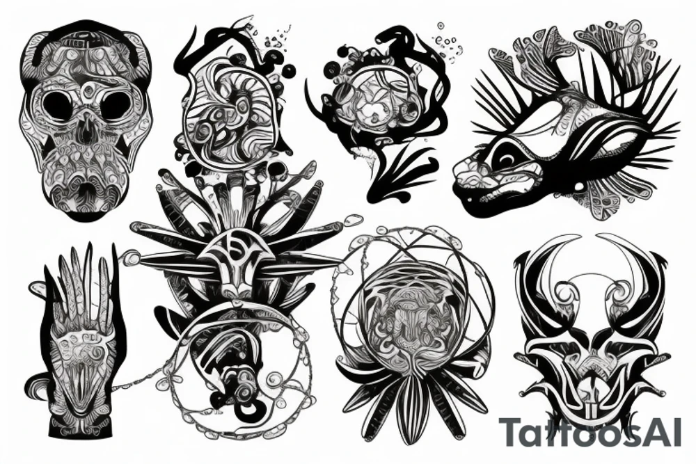 Tattoo with Beach and animals tattoo idea